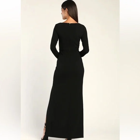NWT! Lulu's women’s Glamorous Sweetheart Black Long Sleeve Maxi Dress. Large - Picture 2 of 7